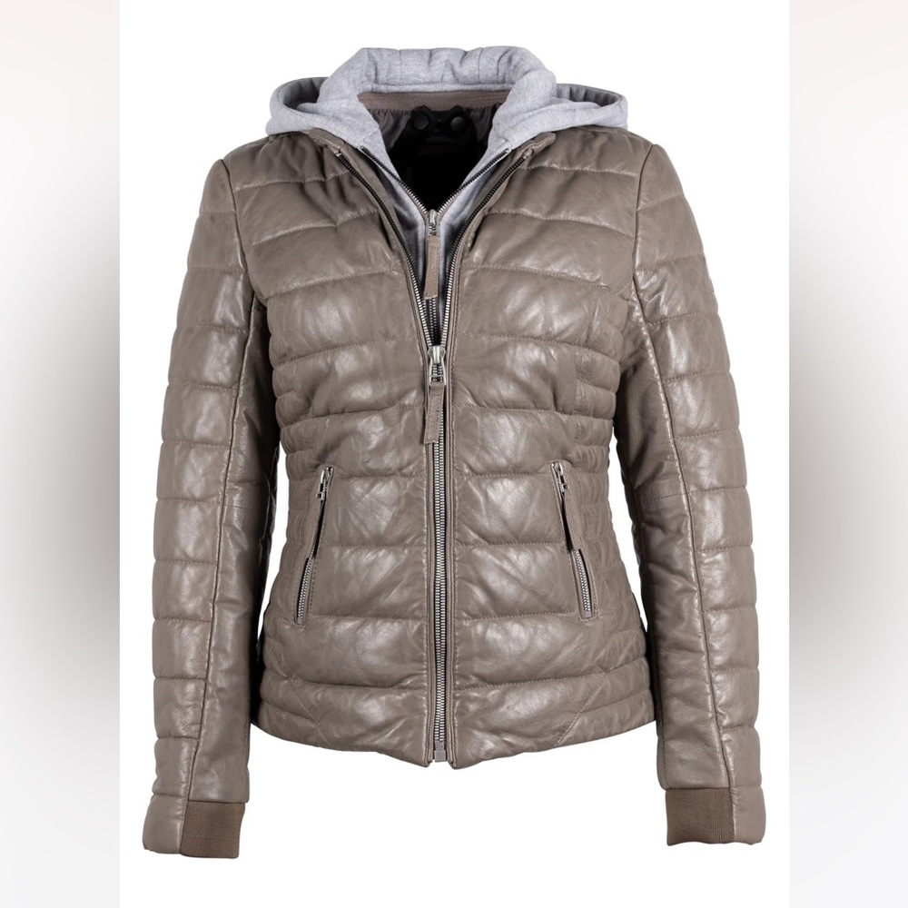 Mauritius Women's Taupe Quilted Leather Jacket NWT